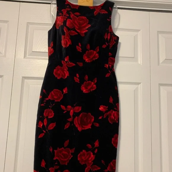 ❤️❤️❤️Talbots  Red and Black Velvet Dress - Picture 3 of 16